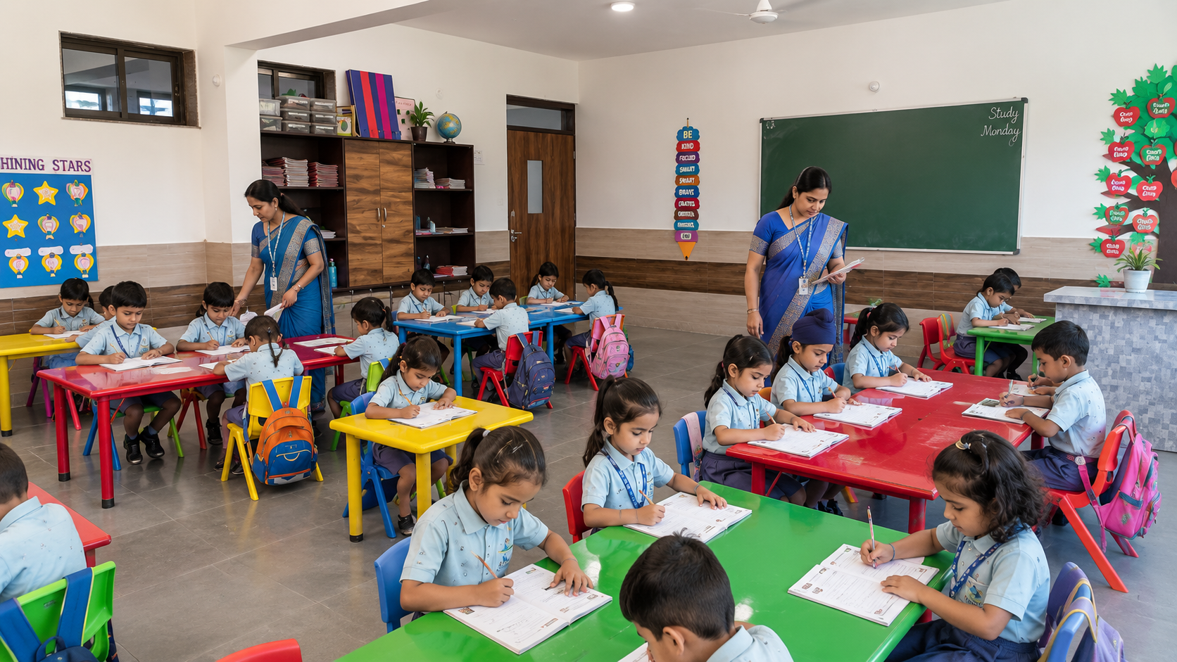 Primary classroom learning at Aakriti Vidya Bhawan
