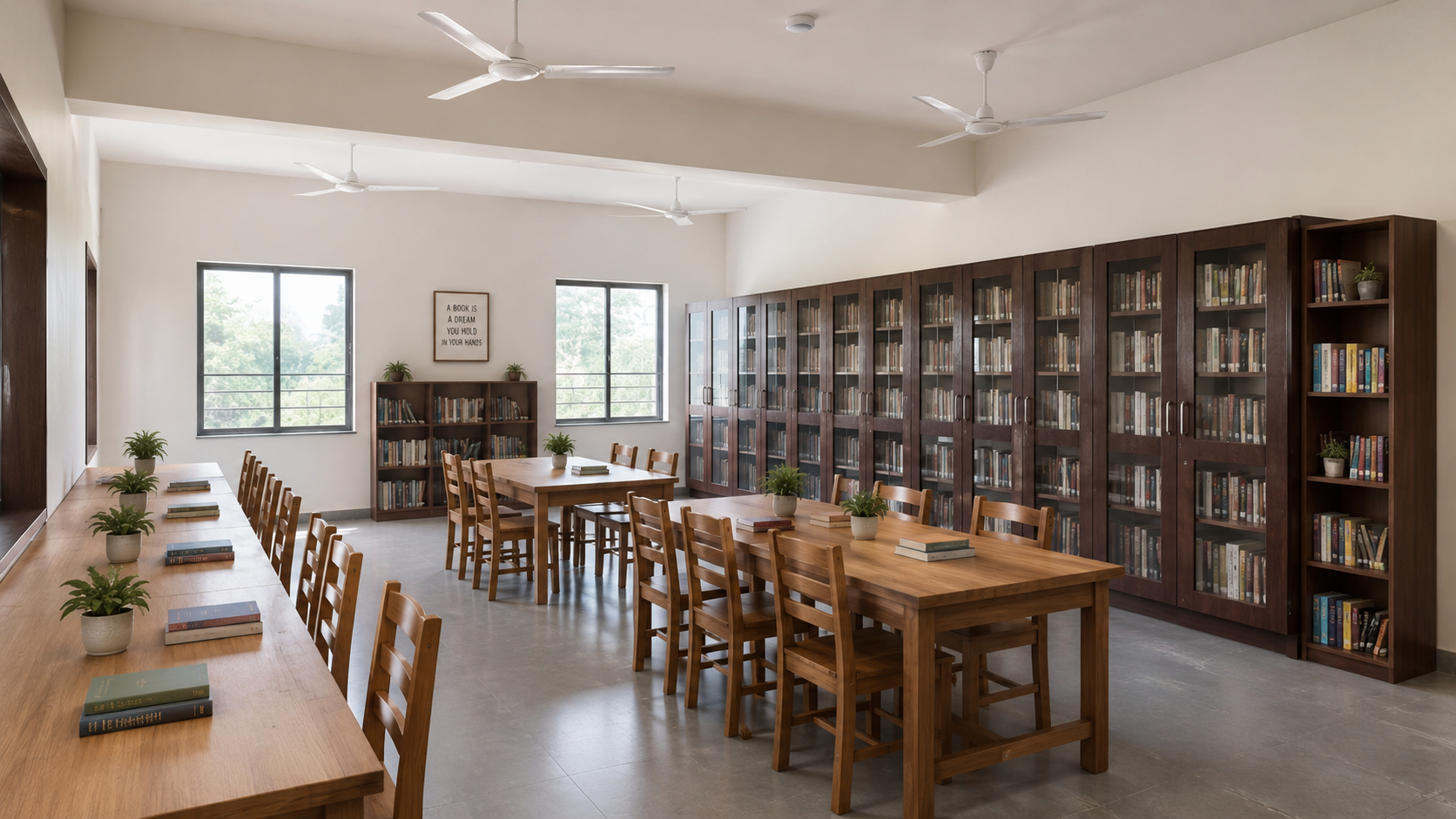 Library reading space at Aakriti Vidya Bhawan