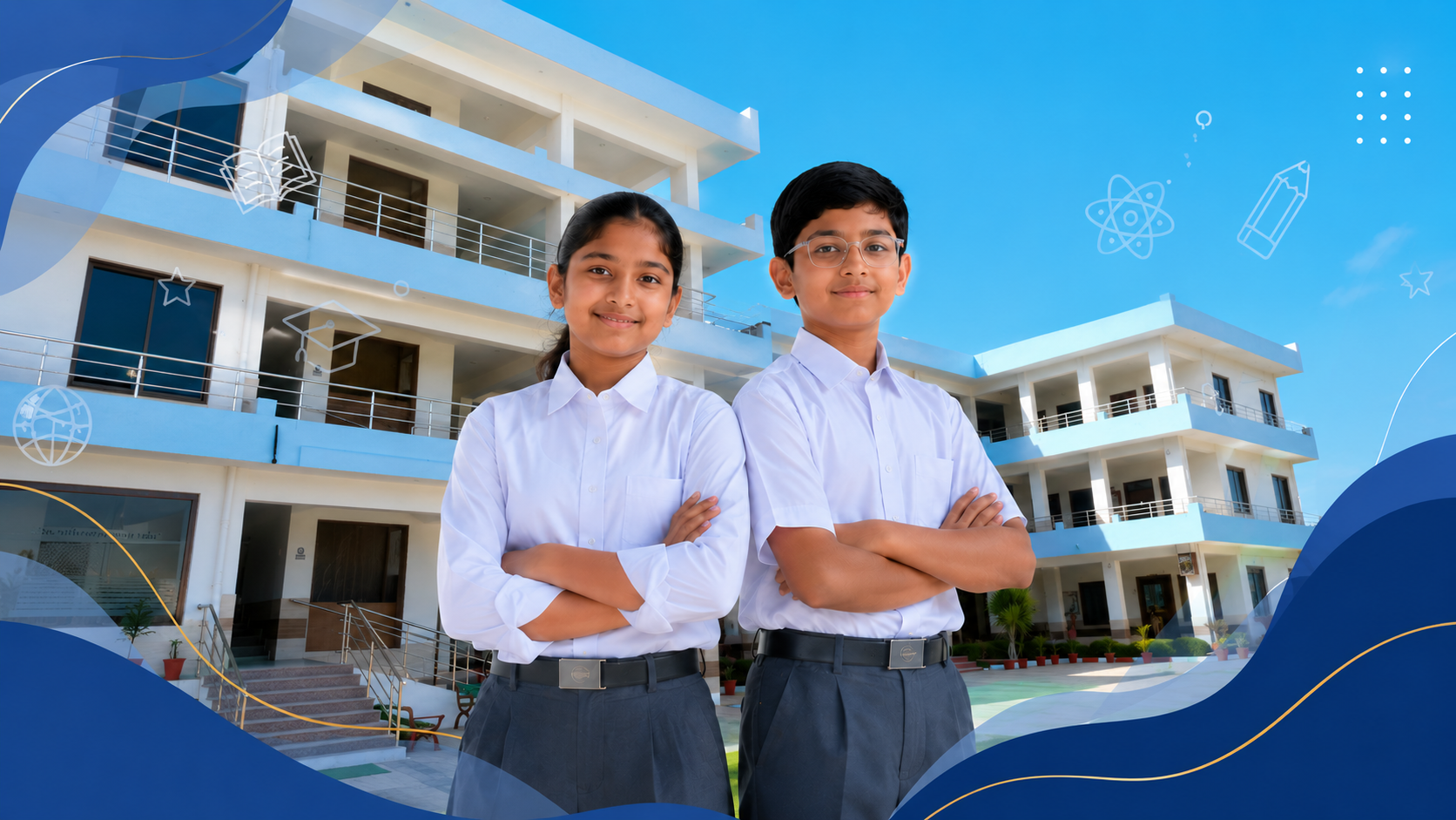Students standing with confidence at Aakriti Vidya Bhawan
